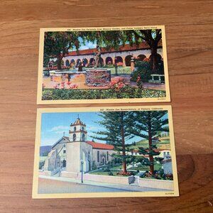 VINTAGE POSTCARDS - LOT OF 2 - MISSION SAN FERNANDO & MISSION SAN BUENAVENTURA